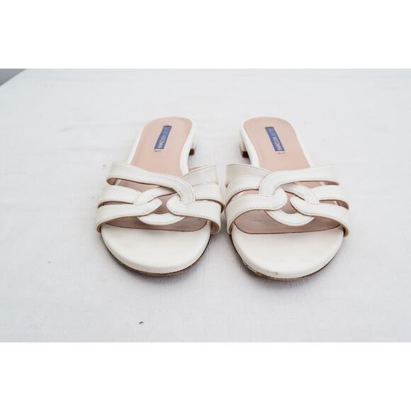 STUART WEITZMAN Womens Ivory Cami Block Heel Slip On Leather Slide Sandals 7.5 M - Picture 2 of 8